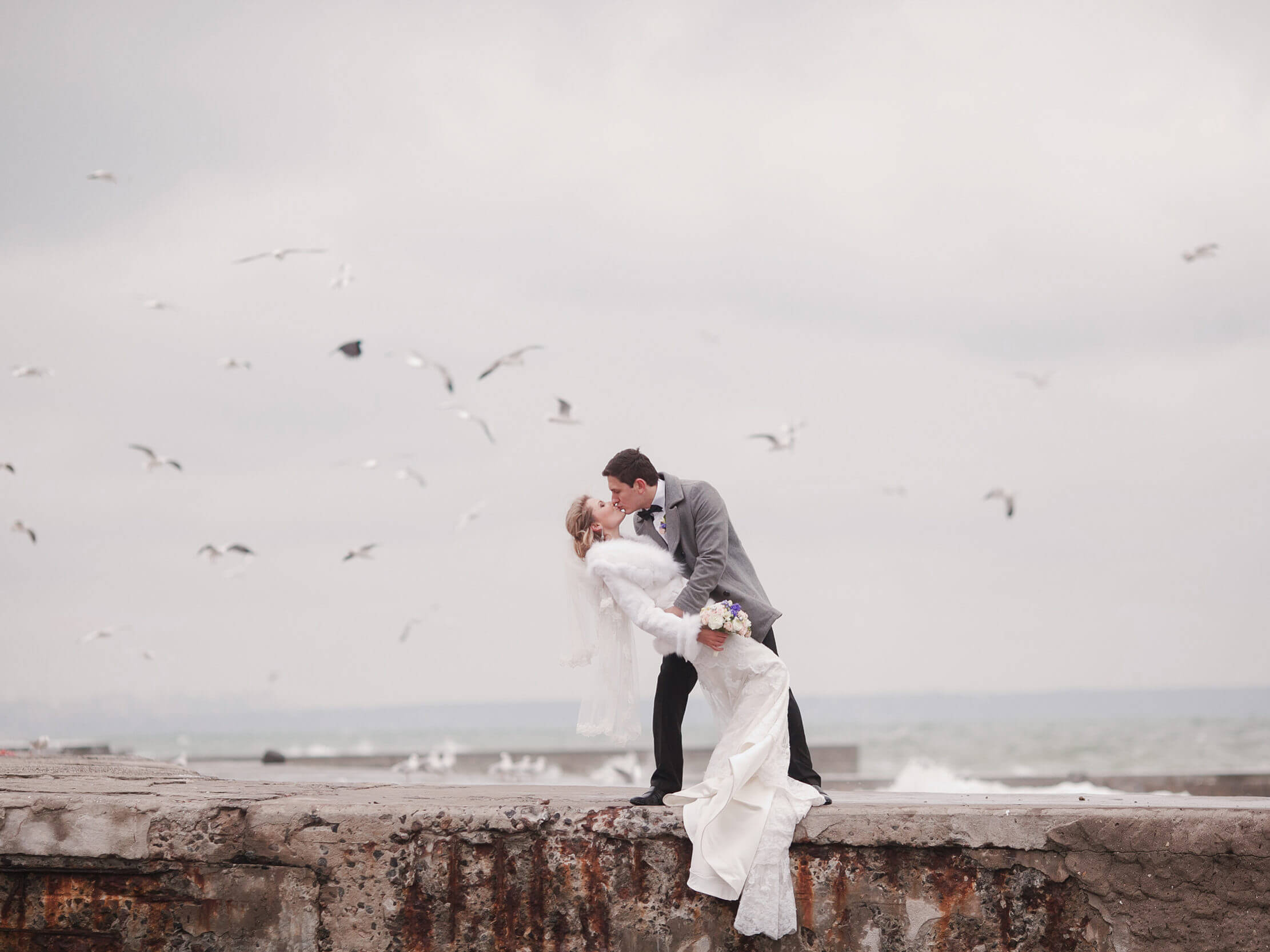 wedding on the beach in winter